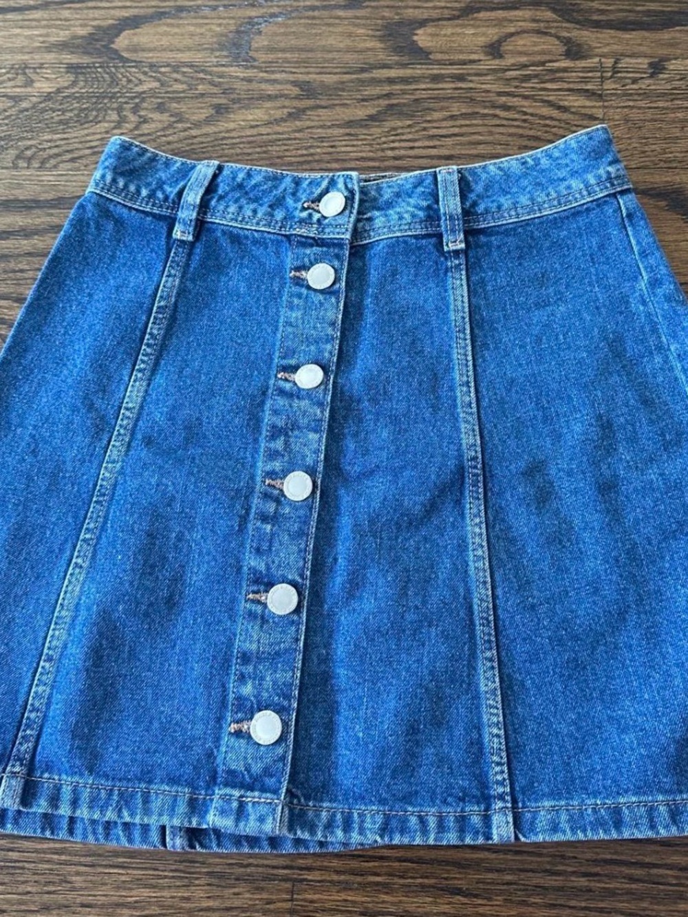 H&M Blue Button-Front Mini Denim Skirt